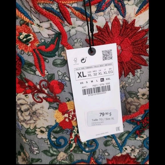 Zara Floral Maxi Dress in Sage Green with Red Embroidery - Picture 7 of 7